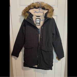 Abercrombie & Fitch Black Jacket with Sherpa Cream Lining